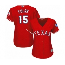 Women's Texas Rangers #15 Nick Solak Authentic Red Alternate Cool Base Baseball Player Jersey