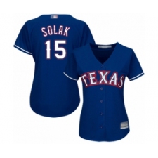 Women's Texas Rangers #15 Nick Solak Authentic Royal Blue Alternate 2 Cool Base Baseball Player Jersey