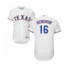 Men's Texas Rangers #16 Scott Heineman White Home Flex Base Authentic Collection Baseball Player Jersey