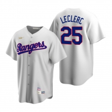Men's Nike Texas Rangers #25 Jose Leclerc White Cooperstown Collection Home Stitched Baseball Jersey