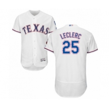 Men's Texas Rangers #25 Jose Leclerc White Home Flex Base Authentic Collection Baseball Player Jersey