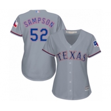Women's Texas Rangers #52 Adrian Sampson Authentic Grey Road Cool Base Baseball Player Jersey