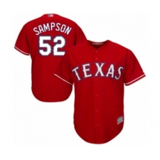 Youth Texas Rangers #52 Adrian Sampson Authentic Red Alternate Cool Base Baseball Player Jersey
