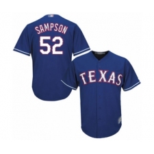 Youth Texas Rangers #52 Adrian Sampson Authentic Royal Blue Alternate 2 Cool Base Baseball Player Jersey