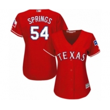Women's Texas Rangers #54 Jeffrey Springs Authentic Red Alternate Cool Base Baseball Player Jersey