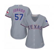 Women's Texas Rangers #57 Ariel Jurado Authentic Grey Road Cool Base Baseball Player Jersey