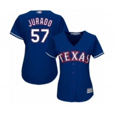 Women's Texas Rangers #57 Ariel Jurado Authentic Royal Blue Alternate 2 Cool Base Baseball Player Jersey