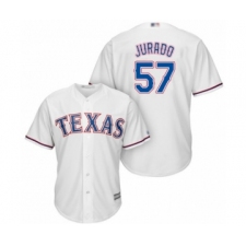 Youth Texas Rangers #57 Ariel Jurado Authentic White Home Cool Base Baseball Player Jersey