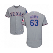 Men's Texas Rangers #63 Taylor Hearn Grey Road Flex Base Authentic Collection Baseball Player Jersey