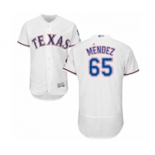 Men's Texas Rangers #65 Yohander Mendez White Home Flex Base Authentic Collection Baseball Player Jersey