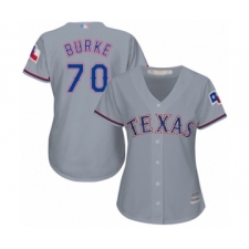 Women's Texas Rangers #70 Brock Burke Authentic Grey Road Cool Base Baseball Player Jersey