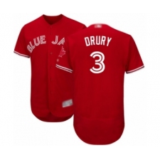 Men's Toronto Blue Jays #3 Brandon Drury Scarlet Alternate Flex Base Authentic Collection Alternate Baseball Player Jersey