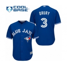 Youth Toronto Blue Jays #3 Brandon Drury Authentic Blue Alternate Baseball Player Jersey