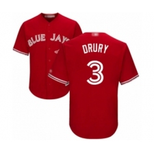 Youth Toronto Blue Jays #3 Brandon Drury Authentic Scarlet Alternate Baseball Player Jersey