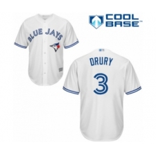Youth Toronto Blue Jays #3 Brandon Drury Authentic White Home Baseball Player Jersey
