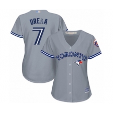 Women's Toronto Blue Jays #7 Richard Urena Authentic Grey Road Baseball Player Jersey