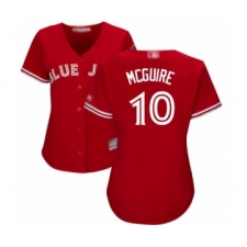 Women's Toronto Blue Jays #10 Reese McGuire Authentic Scarlet Alternate Baseball Player Jersey