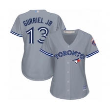 Women's Toronto Blue Jays #13 Lourdes Gurriel Jr. Authentic Grey Road Baseball Player Jersey