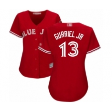 Women's Toronto Blue Jays #13 Lourdes Gurriel Jr. Authentic Scarlet Alternate Baseball Player Jersey