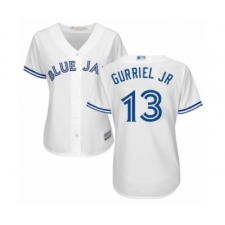 Women's Toronto Blue Jays #13 Lourdes Gurriel Jr. Authentic White Home Baseball Player Jersey