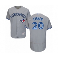 Men's Toronto Blue Jays #20 Derek Fisher Grey Road Flex Base Authentic Collection Baseball Player Jersey