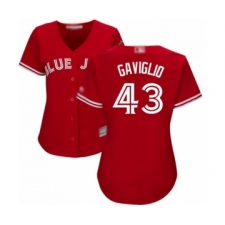 Women's Toronto Blue Jays #43 Sam Gaviglio Authentic Scarlet Alternate Baseball Player Jersey