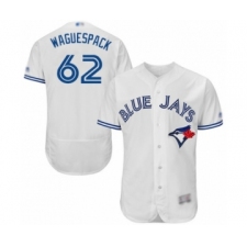 Men's Toronto Blue Jays #62 Jacob Waguespack White Home Flex Base Authentic Collection Baseball Player Jersey