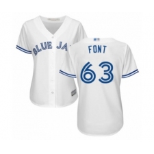 Women's Toronto Blue Jays #63 Wilmer Font Authentic White Home Baseball Player Jersey