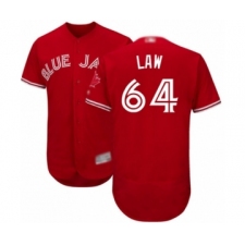 Men's Toronto Blue Jays #64 Derek Law Scarlet Alternate Flex Base Authentic Collection Alternate Baseball Player Jersey