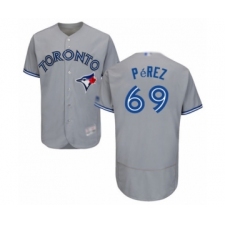 Men's Toronto Blue Jays #69 Hector Perez Grey Road Flex Base Authentic Collection Baseball Player Jersey