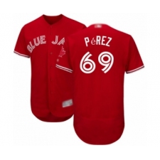Men's Toronto Blue Jays #69 Hector Perez Scarlet Alternate Flex Base Authentic Collection Alternate Baseball Player Jersey