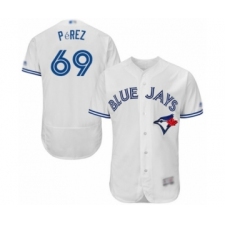 Men's Toronto Blue Jays #69 Hector Perez White Home Flex Base Authentic Collection Baseball Player Jersey