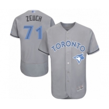 Men's Toronto Blue Jays #71 T.J. Zeuch Grey Road Flex Base Authentic Collection Baseball Player Jersey