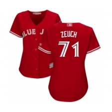 Women's Toronto Blue Jays #71 T.J. Zeuch Authentic Scarlet Alternate Baseball Player Jersey