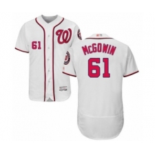 Men's Washington Nationals #61 Kyle McGowin White Home Flex Base Authentic Collection Baseball Player Jersey