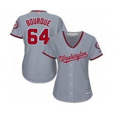 Women's Washington Nationals #64 James Bourque Authentic Grey Road Cool Base Baseball Player Jersey