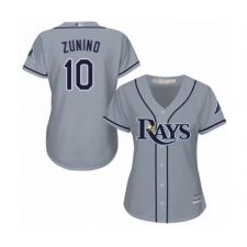 Women's Tampa Bay Rays #10 Mike Zunino Authentic Grey Road Cool Base Baseball Player Jersey