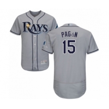 Men's Tampa Bay Rays #15 Emilio Pagan Grey Road Flex Base Authentic Collection Baseball Player Jersey