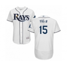Men's Tampa Bay Rays #15 Emilio Pagan Home White Home Flex Base Authentic Collection Baseball Player Jersey