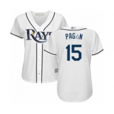 Women's Tampa Bay Rays #15 Emilio Pagan Authentic White Home Cool Base Baseball Player Jersey