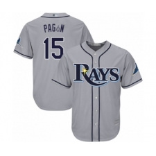 Youth Tampa Bay Rays #15 Emilio Pagan Authentic Grey Road Cool Base Baseball Player Jersey