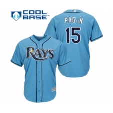 Youth Tampa Bay Rays #15 Emilio Pagan Authentic Light Blue Alternate 2 Cool Base Baseball Player Jersey