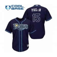Youth Tampa Bay Rays #15 Emilio Pagan Authentic Navy Blue Alternate Cool Base Baseball Player Jersey