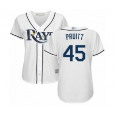 Women's Tampa Bay Rays #45 Austin Pruitt Authentic White Home Cool Base Baseball Player Jersey