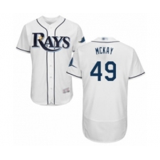 Men's Tampa Bay Rays #49 Brendan McKay Home White Home Flex Base Authentic Collection Baseball Player Jersey