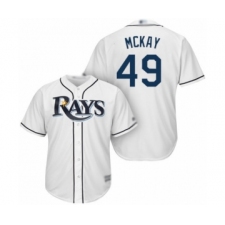 Youth Tampa Bay Rays #49 Brendan McKay Authentic White Home Cool Base Baseball Player Jersey