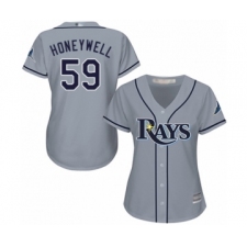 Women's Tampa Bay Rays #59 Brent Honeywell Authentic Grey Road Cool Base Baseball Player Jersey