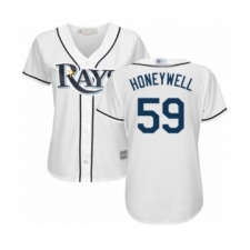 Women's Tampa Bay Rays #59 Brent Honeywell Authentic White Home Cool Base Baseball Player Jersey