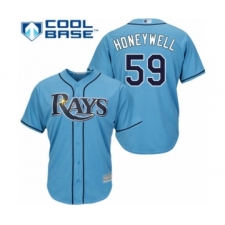Youth Tampa Bay Rays #59 Brent Honeywell Authentic Light Blue Alternate 2 Cool Base Baseball Player Jersey