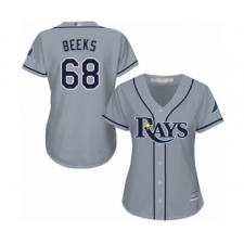 Women's Tampa Bay Rays #68 Jalen Beeks Authentic Grey Road Cool Base Baseball Player Jersey